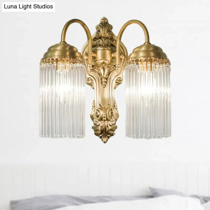 Antique brass crystal rod wall sconce – corridor ornate light