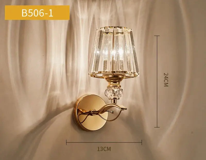Antique brass & dark bronze crystal led wall lamp living room sconce