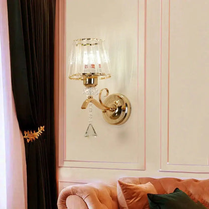 Antique brass & dark bronze crystal led wall lamp living room sconce