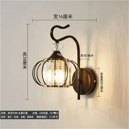 Antique brass & dark bronze crystal led wall lamp living room sconce