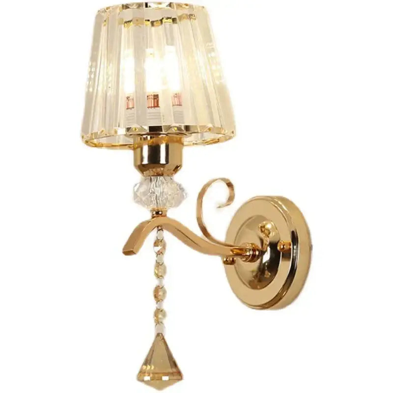 Antique brass & dark bronze crystal led wall lamp living room sconce