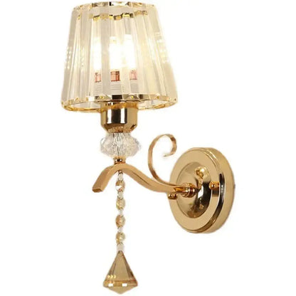 Antique brass & dark bronze crystal led wall lamp living room sconce