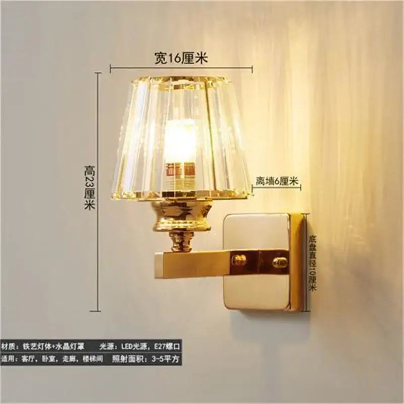 Antique brass & dark bronze crystal led wall lamp living room sconce