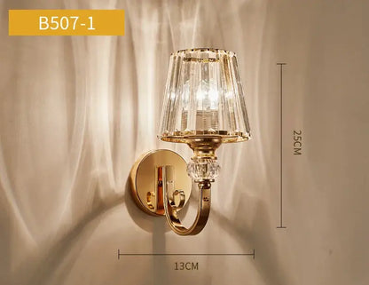 Antique brass & dark bronze crystal led wall lamp living room sconce