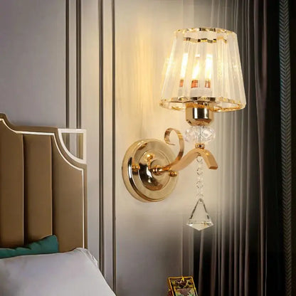 Antique brass & dark bronze crystal led wall lamp living room sconce