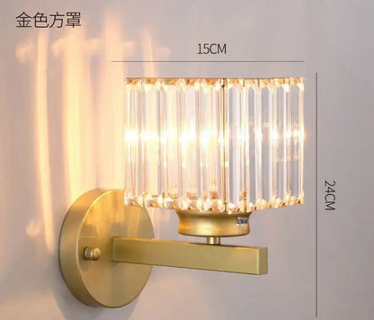 Antique brass & dark bronze crystal led wall lamp living room sconce