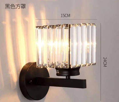 Antique brass & dark bronze crystal led wall lamp living room sconce