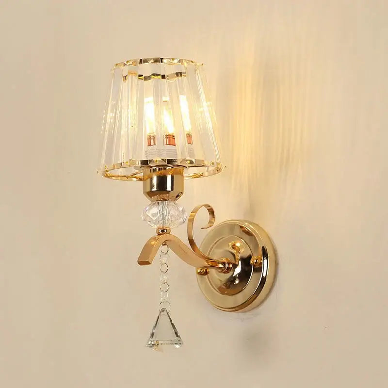 Antique brass & dark bronze crystal led wall lamp living room sconce