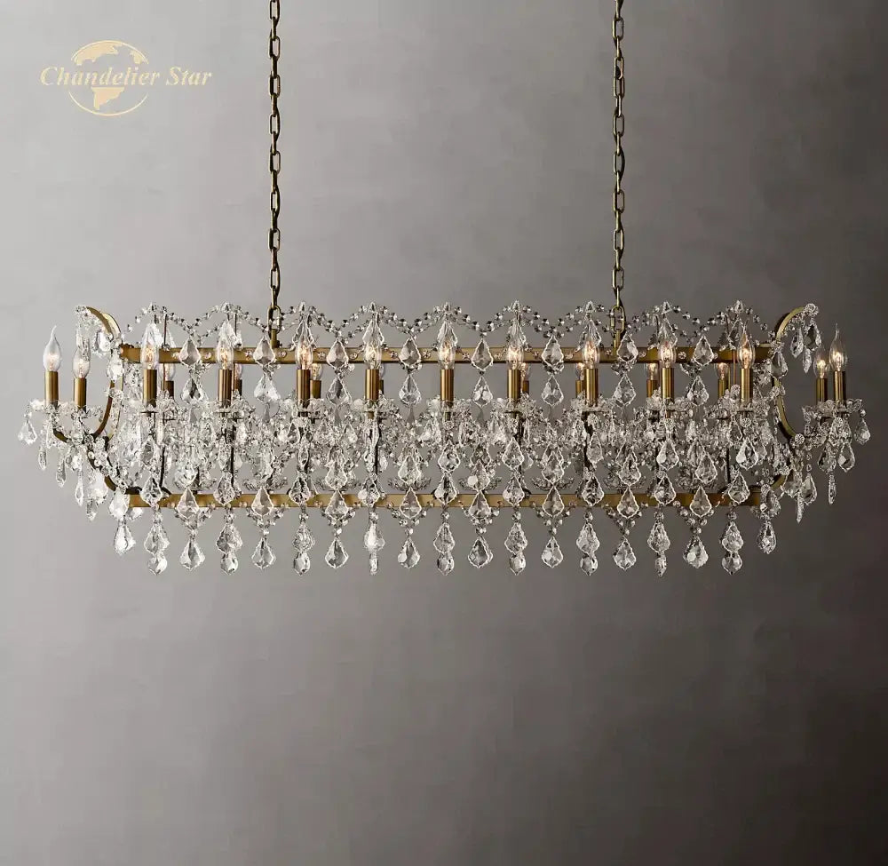 Antique brass crystal iron chandelier for dining room