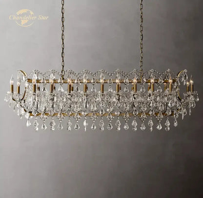 Antique brass crystal iron chandelier for dining room
