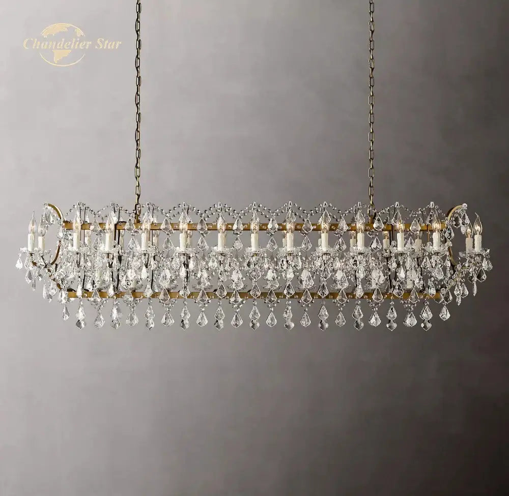 Antique brass crystal iron chandelier for dining room