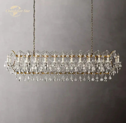 Antique brass crystal iron chandelier for dining room