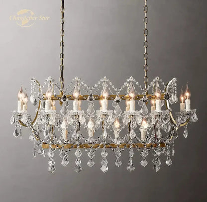 Antique brass crystal iron chandelier for dining room