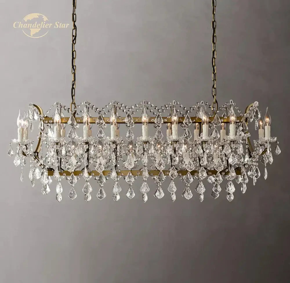 Antique brass crystal iron chandelier for dining room