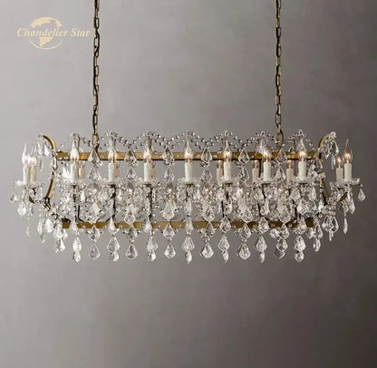Antique brass crystal iron chandelier for dining room