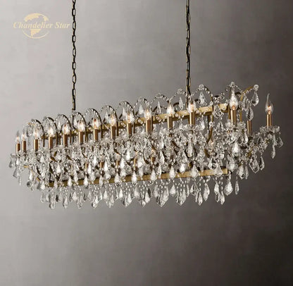 Antique brass crystal iron chandelier for dining room