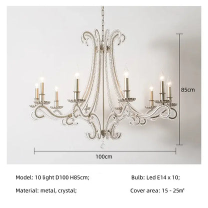Antique brass crystal led chandelier living room light