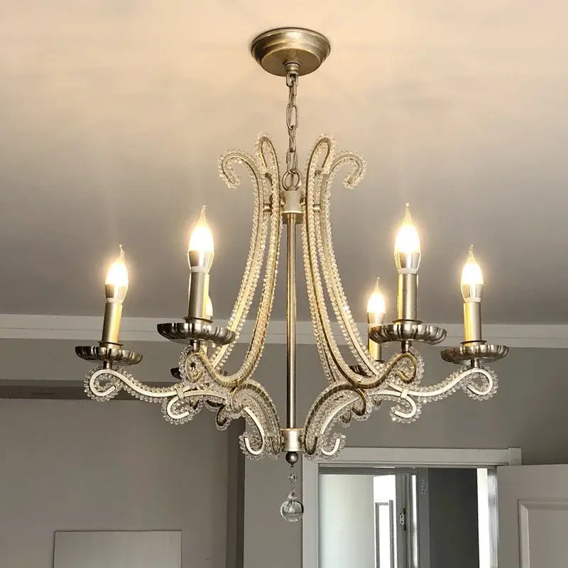 Antique brass crystal led chandelier living room light