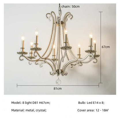 Antique brass crystal led chandelier living room light