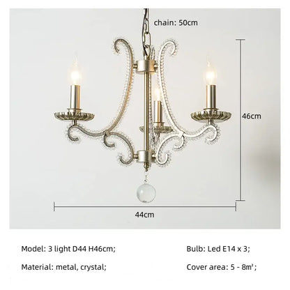 Antique brass crystal led chandelier living room light