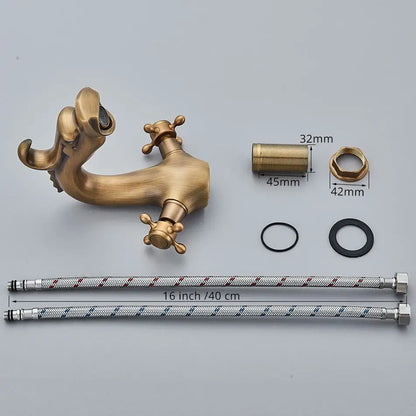 Antique brass dragon style bathroom basin faucet mixer tap