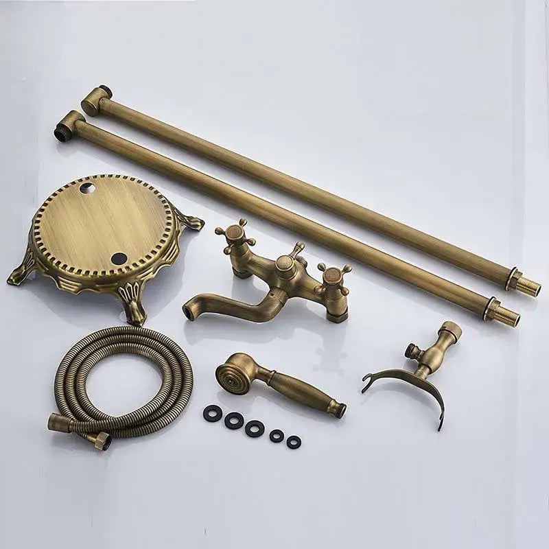 Antique brass dual ceramic handle freestanding tub faucet bathroom
