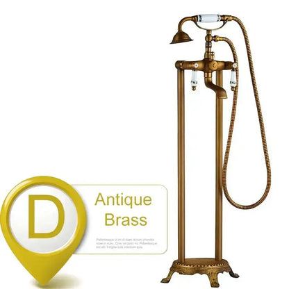 Antique brass dual ceramic handle freestanding tub faucet bathroom