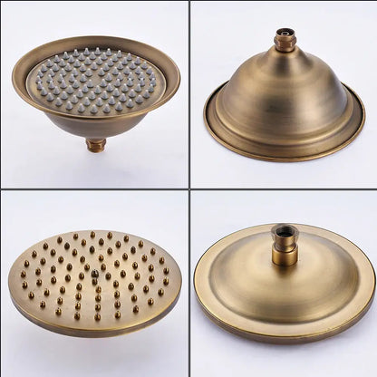Antique brass dual handle shower faucet set with shelf bathroom