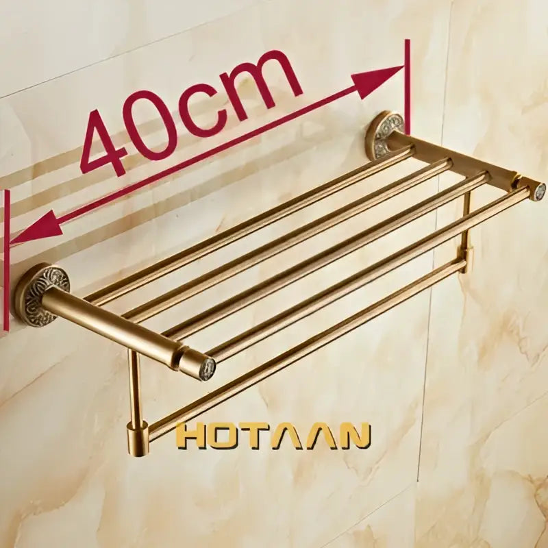 Antique brass floral double towel rack bathroom shelf