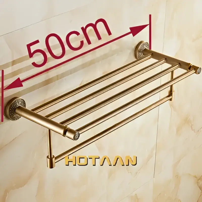 Antique brass floral double towel rack bathroom shelf