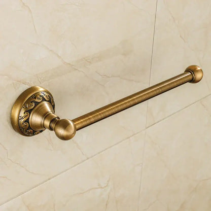 Antique brass floral engraved double towel rack bathroom hardware set