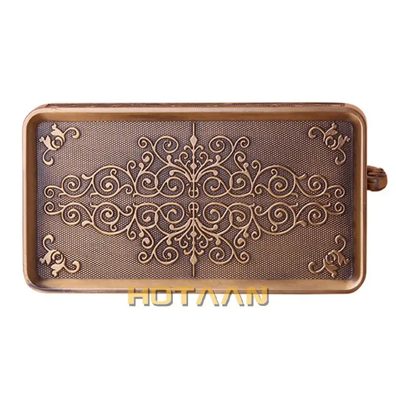 Antique brass floral toilet paper holder with phone rack bathroom