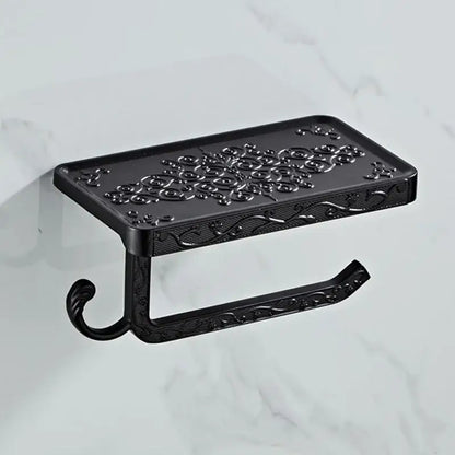 Antique brass floral toilet paper holder with phone rack bathroom