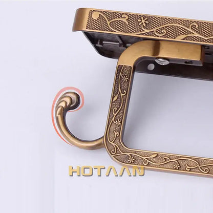 Antique brass floral toilet paper holder with phone rack bathroom