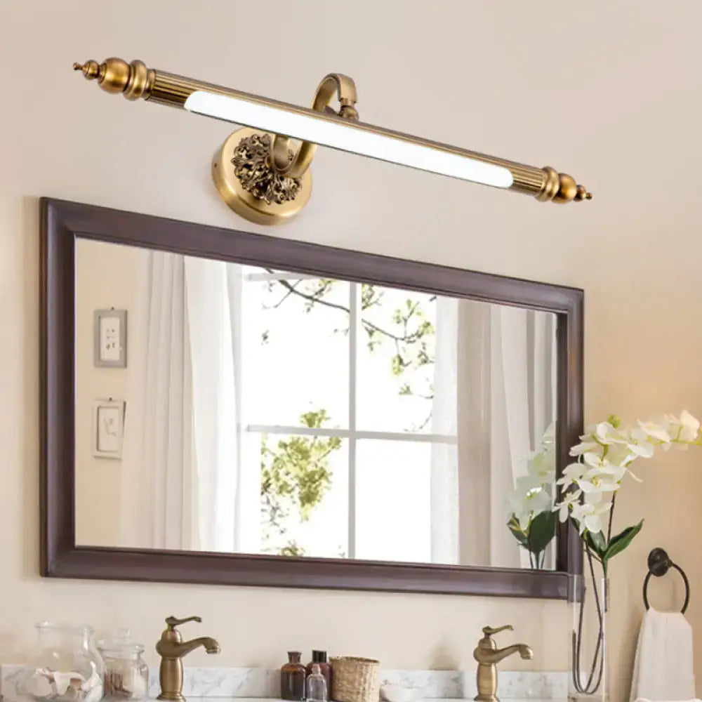 Antique brass floral vanity wall lamp with warm white light bathroom