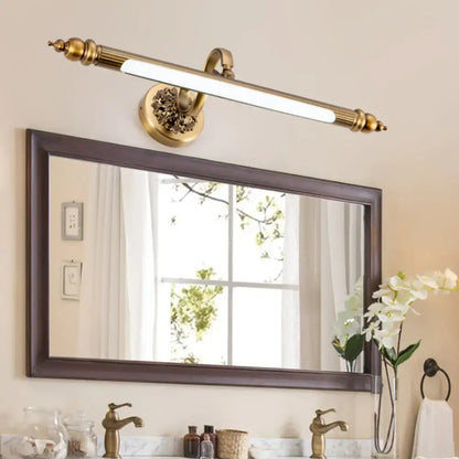 Antique brass floral vanity wall lamp with warm white light bathroom