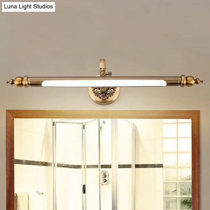 Antique brass floral vanity wall lamp with warm white light bathroom