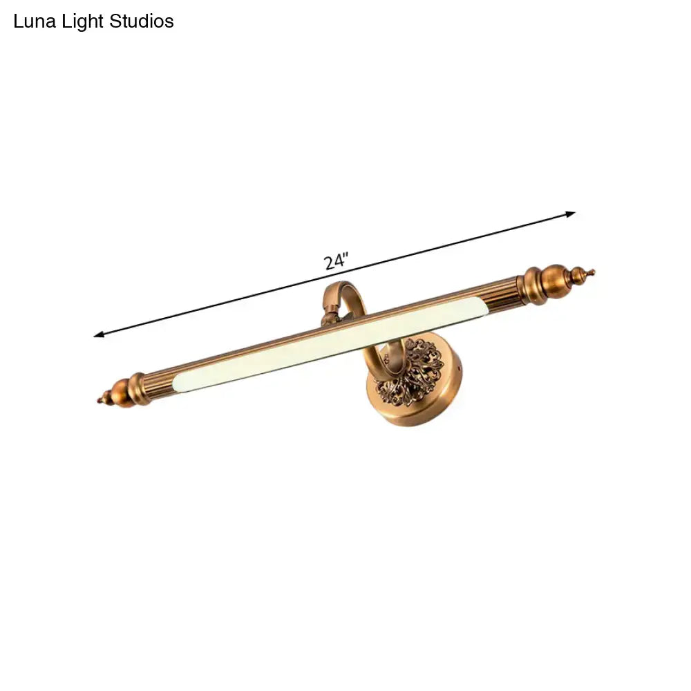Antique brass floral vanity wall lamp with warm white light bathroom