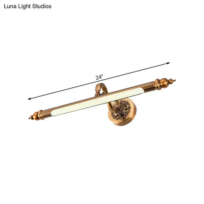 Antique brass floral vanity wall lamp with warm white light bathroom