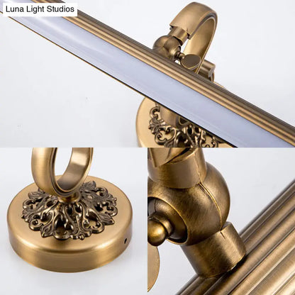 Antique brass floral vanity wall lamp with warm white light bathroom