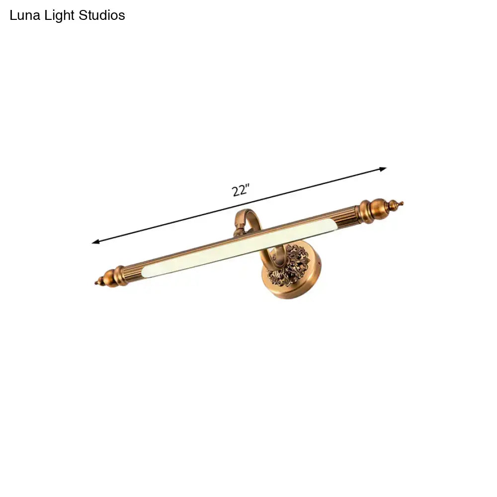 Antique brass floral vanity wall lamp with warm white light bathroom