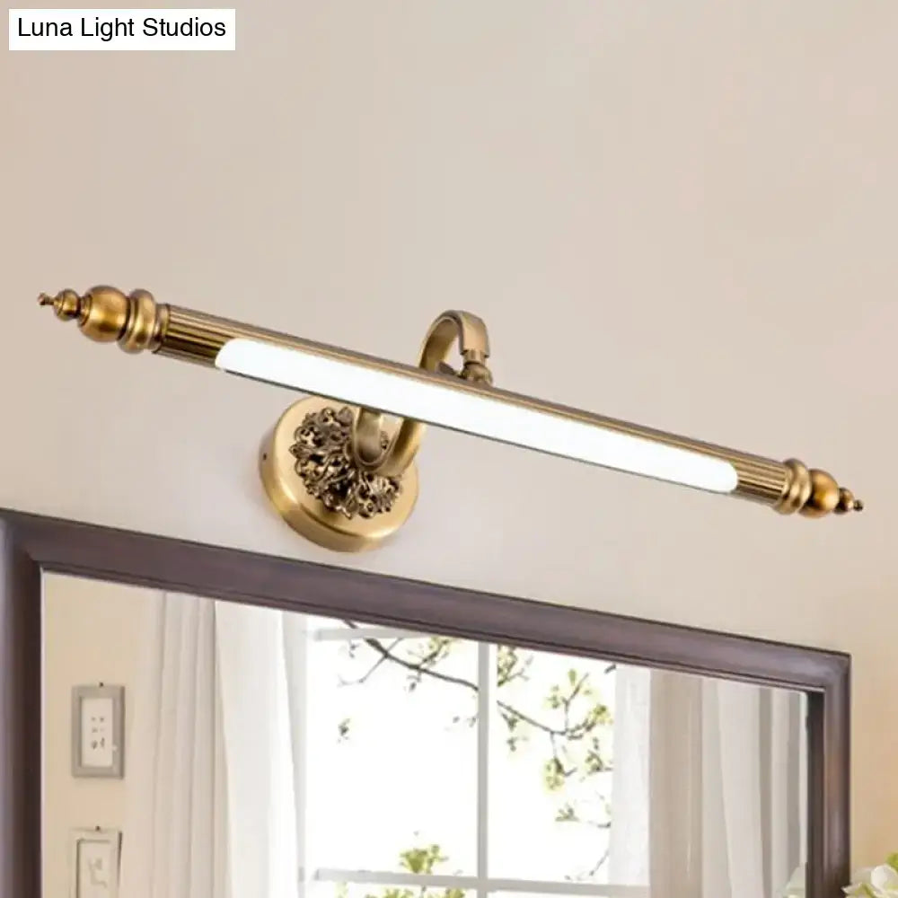 Antique brass floral vanity wall lamp with warm white light bathroom
