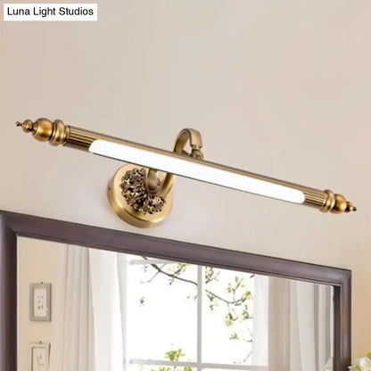 Antique brass floral vanity wall lamp with warm white light bathroom