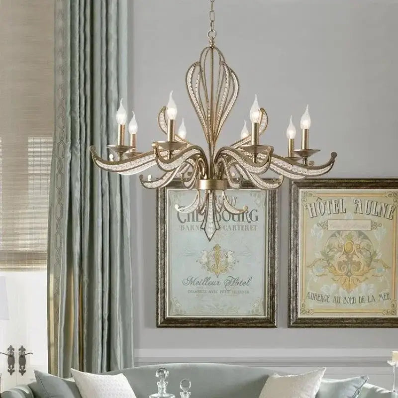 Antique brass french candle design pendant lighting dining room