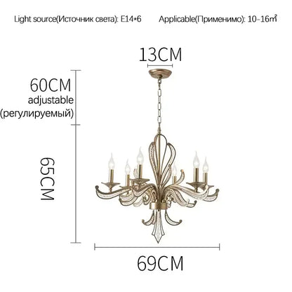 Antique brass french candle design pendant lighting dining room