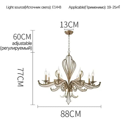 Antique brass french candle design pendant lighting dining room