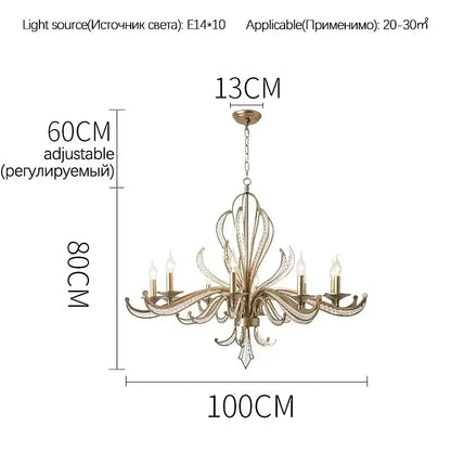 Antique brass french candle design pendant lighting dining room