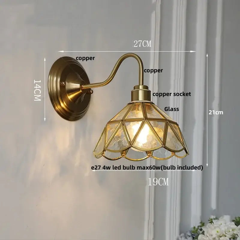 Antique brass glass clover wall sconce dining room light fixture