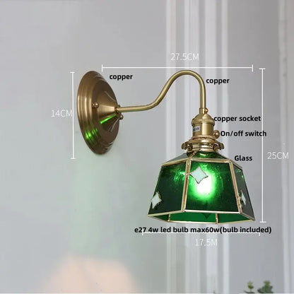 Antique brass glass clover wall sconce dining room light fixture