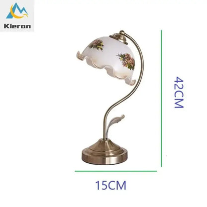 Antique brass glass flower led desk lamp bedroom table light